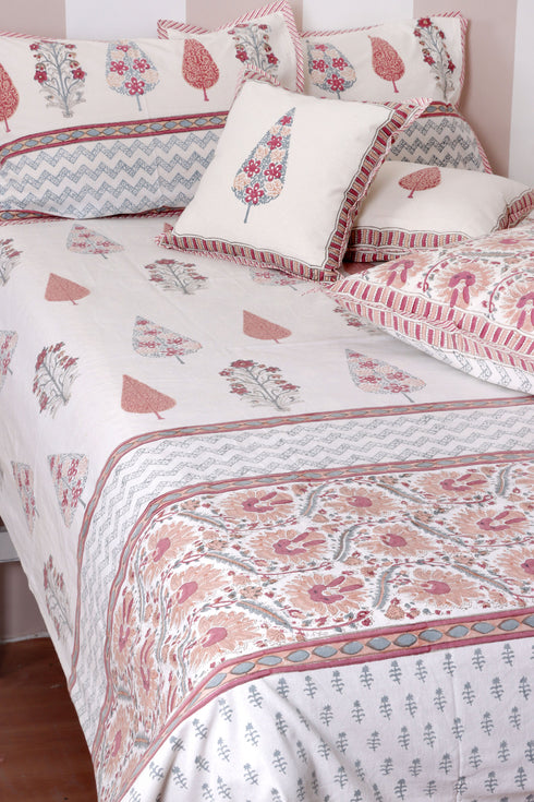 40s Cotton Pillow Cover in Block Print