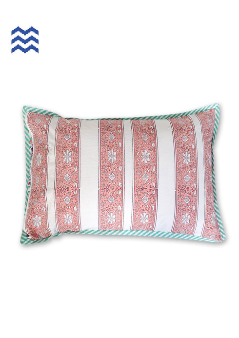 40s Cotton Pillow Cover in Floral Block Print