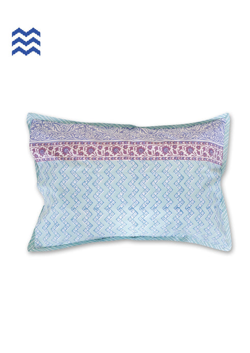 40s Cotton Pillow Cover In Floral BlockPrint