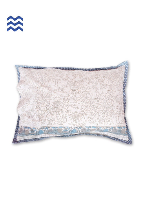 40s Cotton Pillow Cover in Block Print