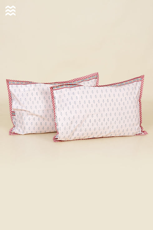 40s Cotton Pillow Cover in Floral Block Print