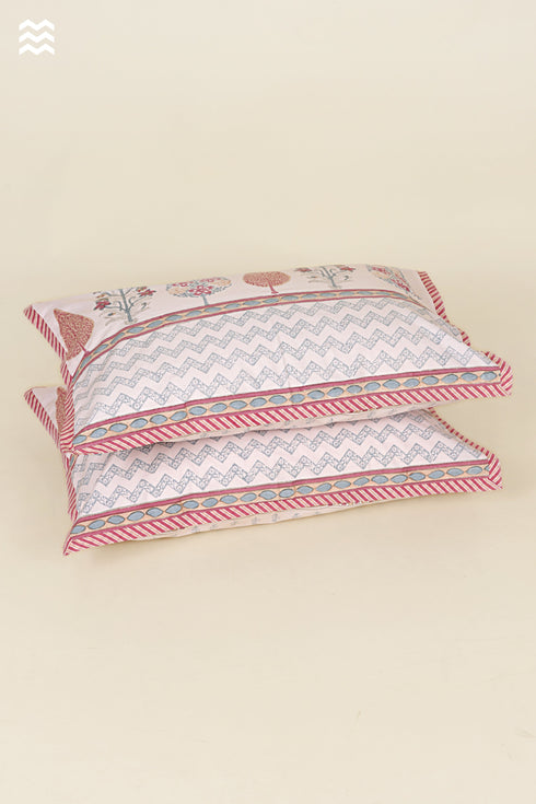 40s Cotton Pillow Cover in Floral Block Print