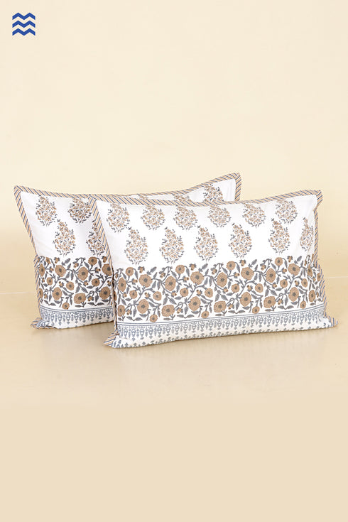 40s Cotton Pillow Cover in Block Print