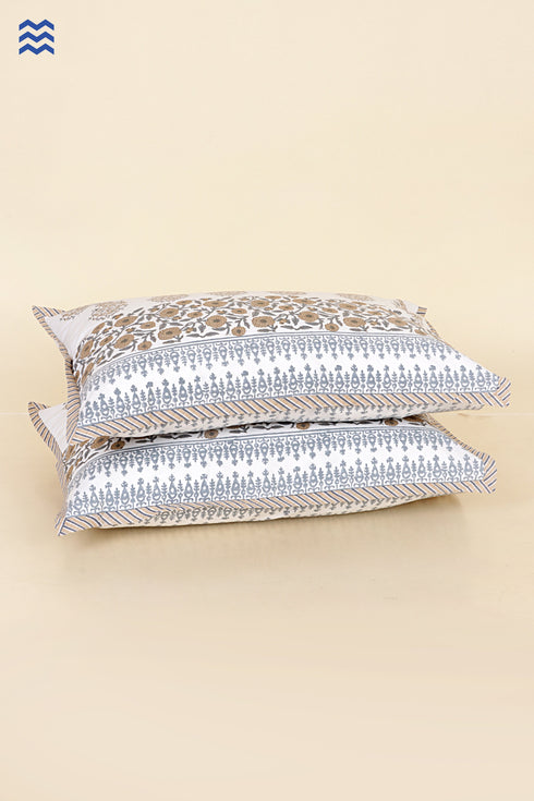 40s Cotton Pillow Cover in Block Print