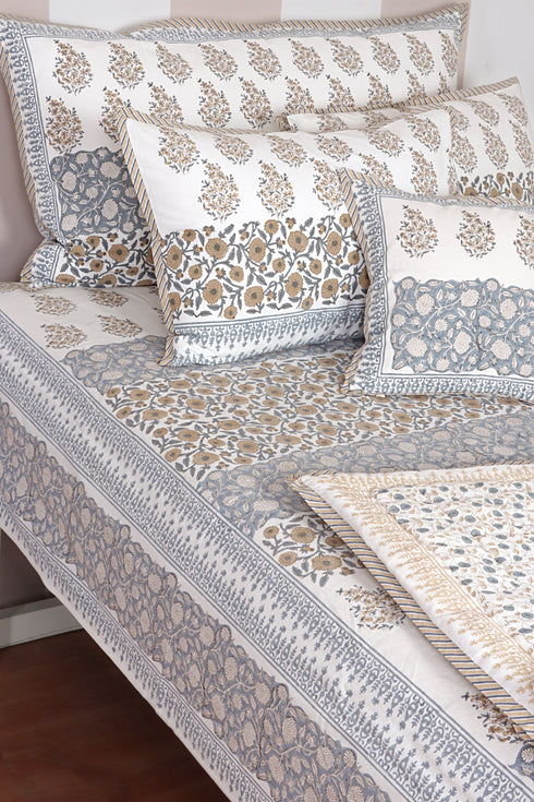 40s Cotton Pillow Cover in Block Print