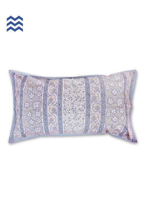 20s Cotton Lumbar Cushion Cover In Block Print