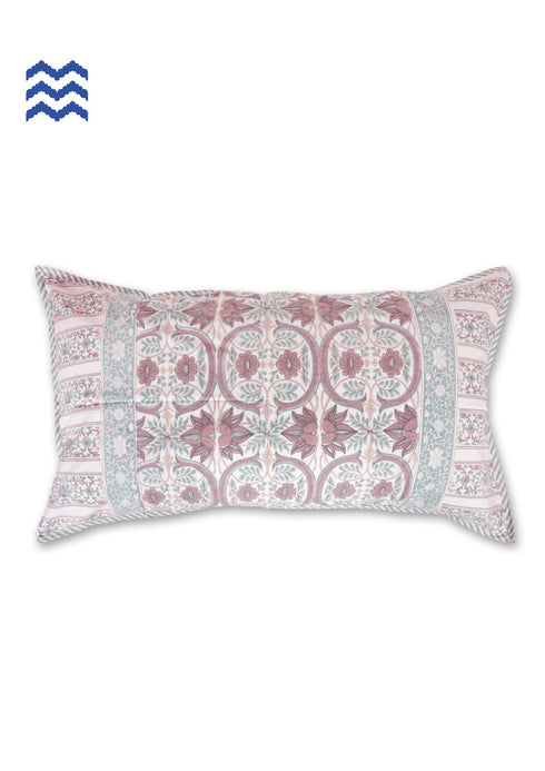 20s Cotton Cushion Cover in Block Print with Piping