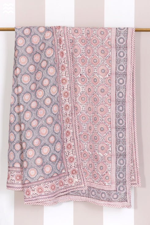 Mulmul Cotton Quilt in Floral Block Print