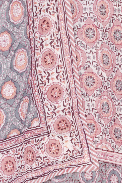 Mulmul Cotton Quilt in Floral Block Print