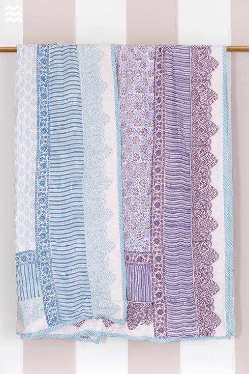 Mulmul Cotton Quilt In Floral BlockPrint