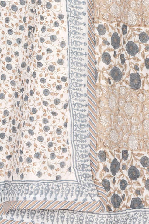 Mulmul Cotton Quilt in Floral Block Print