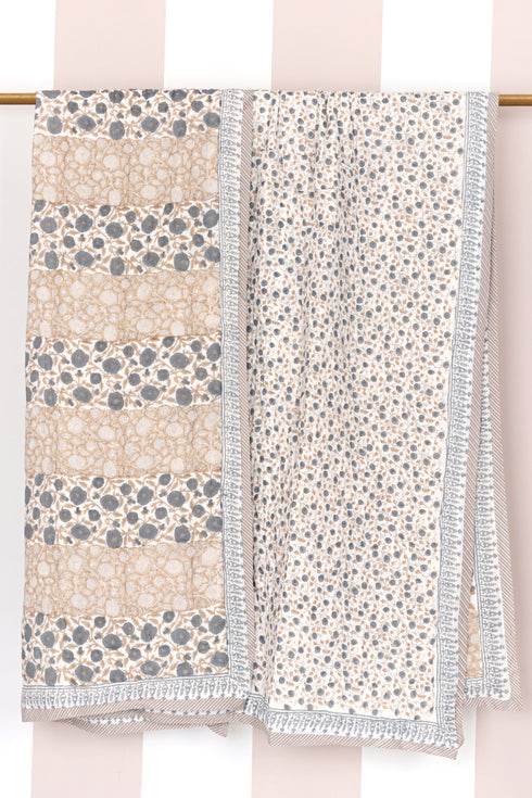 Mulmul Cotton Quilt in Floral Block Print