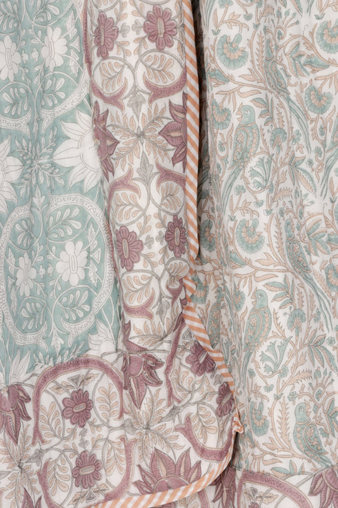 Mulmul Cotton Quilt in Floral Block Print