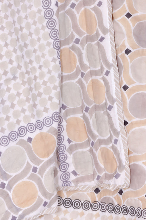 Mulmul Cotton Quilt In Graphic Block Print