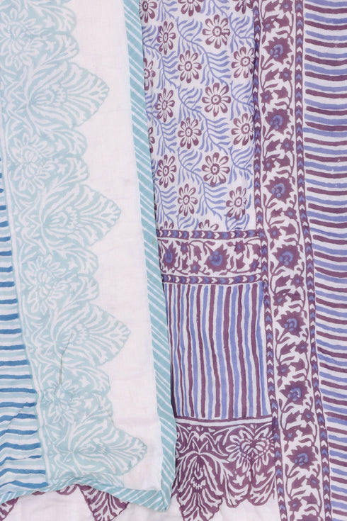 Mulmul Cotton Quilt In Floral BlockPrint