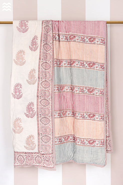 Mulmul Cotton Quilt In Block Print