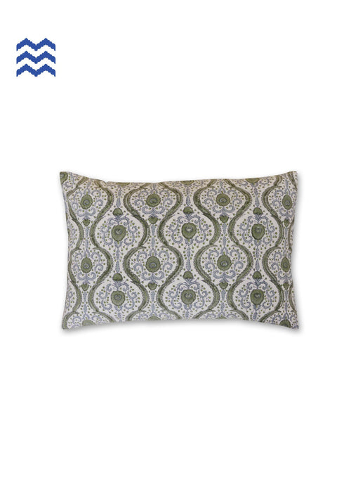 20s Cotton Cushion Cover in Floral Block Print