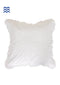 20s Cotton Cushion Cover With Frills In Ivory Block Print