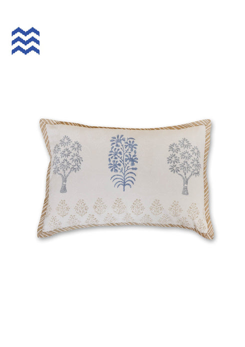 20s Cotton Cushion Cover in Floral Block Print