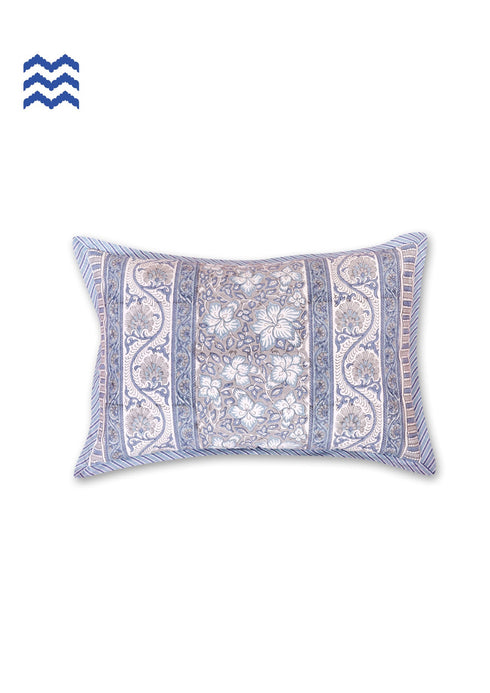 20s Cotton Cushion Cover in Block Print with Piping