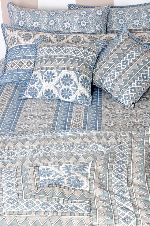 20s Cotton Bed Cover in Floral Block Print