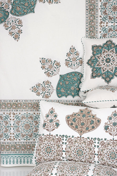 20s Cotton Bed Cover in Ornamental Multi Block Print