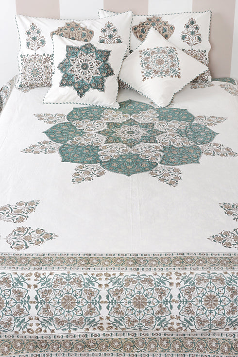 20s Cotton KING SIZE Bed Cover in Block Print