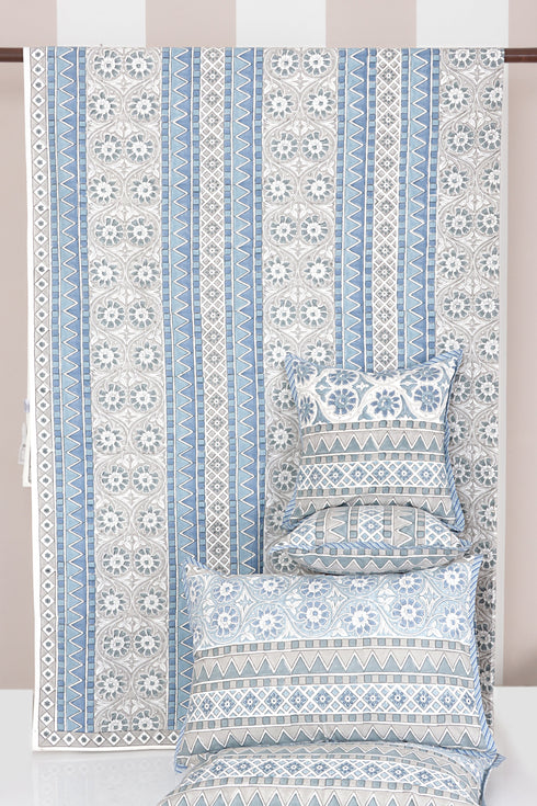 20s Cotton KING SIZE Bed Cover in Floral Block Print