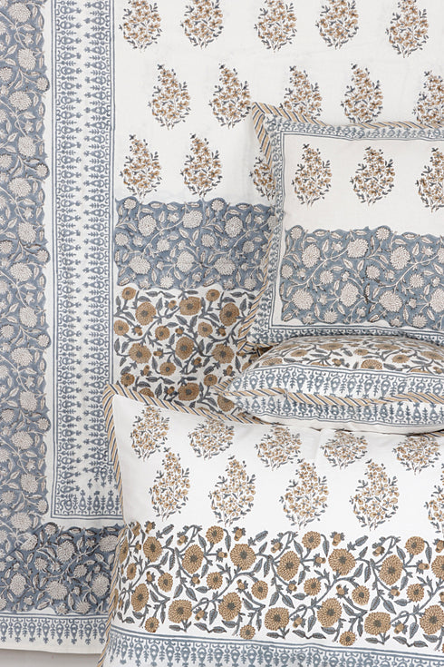 20s Cotton KING SIZE Bed Cover in Floral Block Print