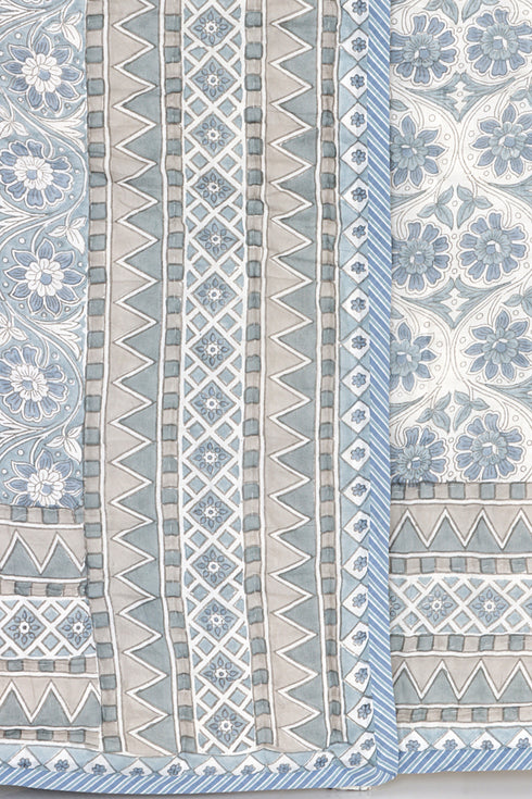 Mulmul Cotton Quilt in Floral Block Print