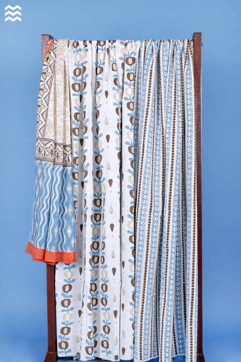 Cambric Cotton Floral Dress Material (Co-ord Set) In Block Print