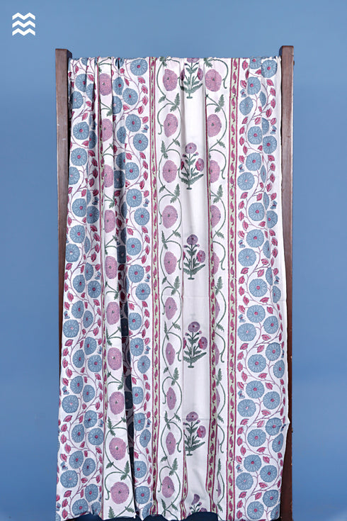 Cambric Cotton Floral Dress Material (Co-ord Set) In Block Print