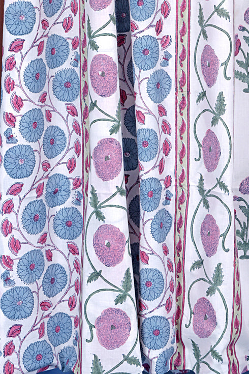 Cambric Cotton Floral Dress Material (Co-ord Set) In Block Print