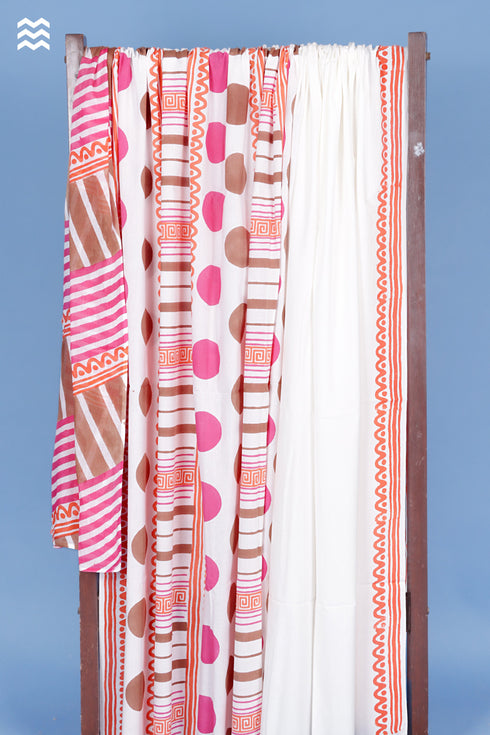 Cambric Cotton Polka Dots Dress Material With Dupatta in Block Print