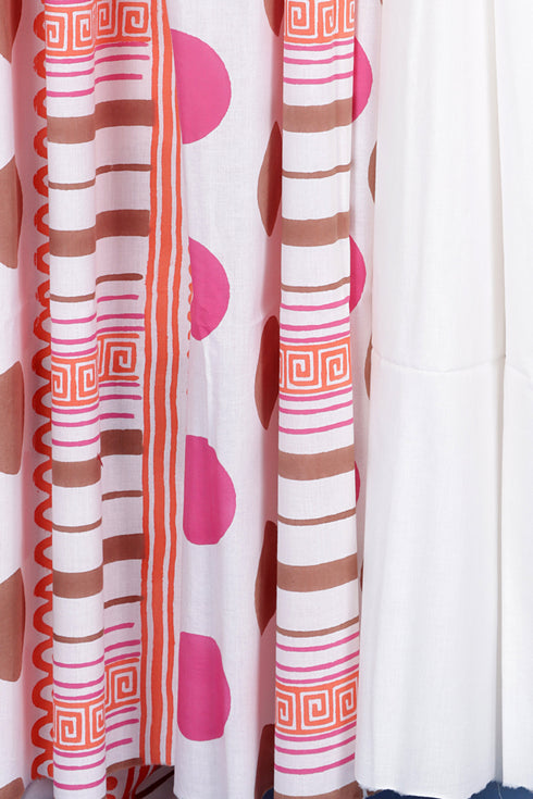 Cambric Cotton Polka Dots Dress Material With Dupatta in Block Print