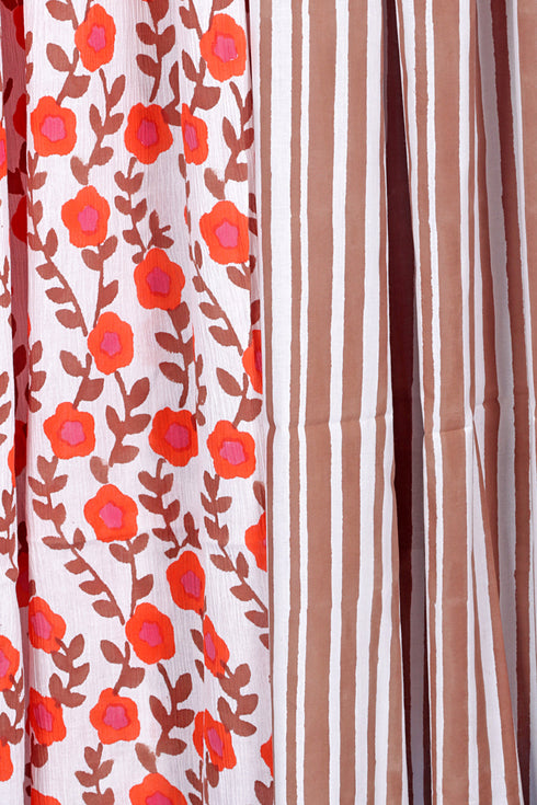 Cotton Crepe Dress Material With Dupatta in Block Print