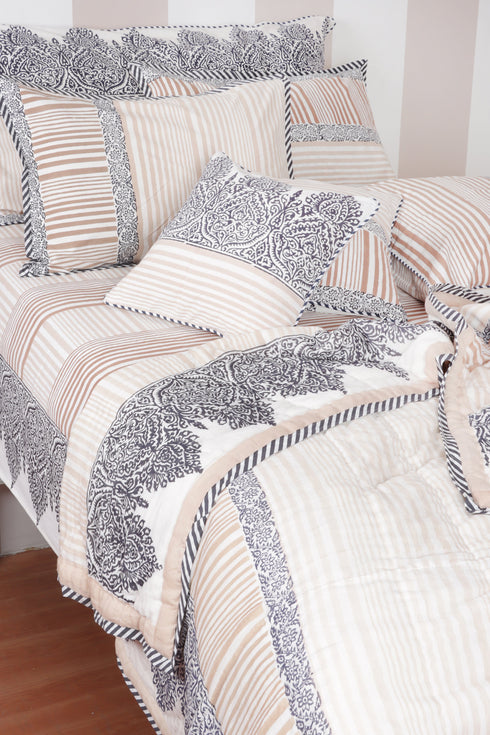 40s Cotton Pillow Cover in Block Print