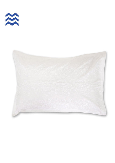 40’s CottonPillow Cover With Frills InIvory Block Print