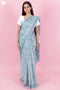 Kota Doria Saree In Floral Block Print