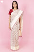 Kota Doria Saree In Block Print with Chikankari Embroidery
