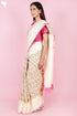 Kota Doria Saree In Block Print with Chikankari Embroidery