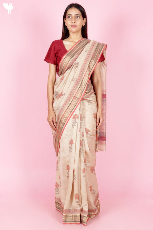 Maheshwari Saree In Block Print
