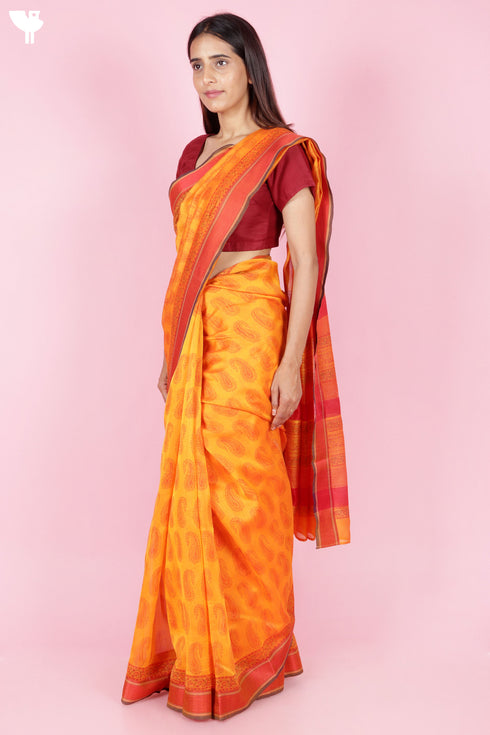 Maheshwari Saree In Block Print