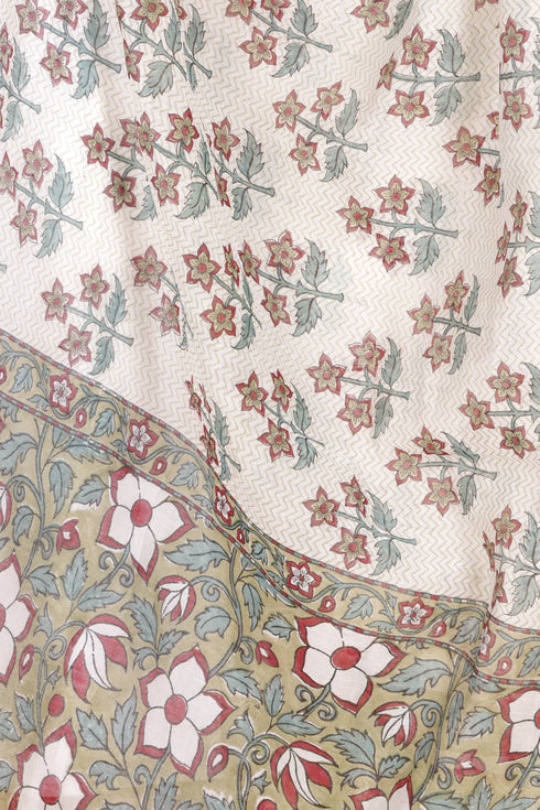 Chanderi Silk Dupatta In Floral Block Print