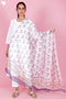 Kota Doria Dupatta In Floral Block Print