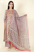 Kota Doria Dupatta With Floral Block Print