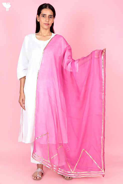 Kota Doria Dupatta With Gota Patti Embroidery