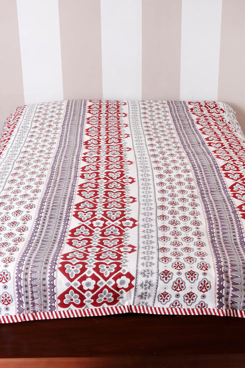 60s Cotton Duvet Cover In Block Print