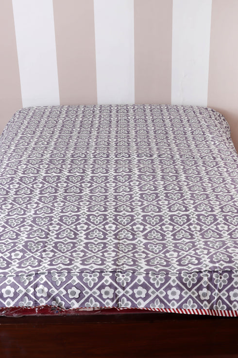 60s Cotton Duvet Cover In Block Print
