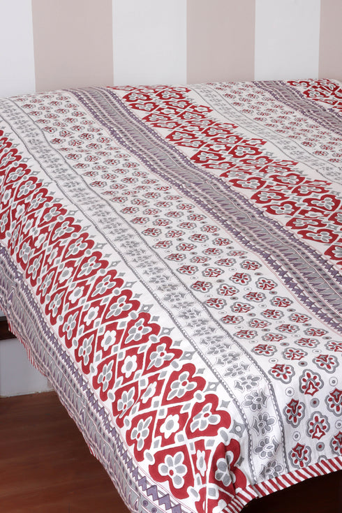 60s Cotton Duvet Cover In Block Print